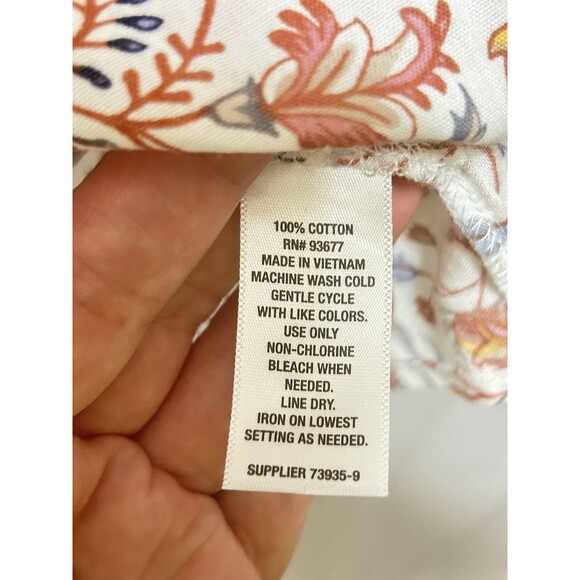 Ana New Approach Womens 3X Cotton Floral‎ Ruffle Collar Balloon Sleeve Top - Picture 6 of 9